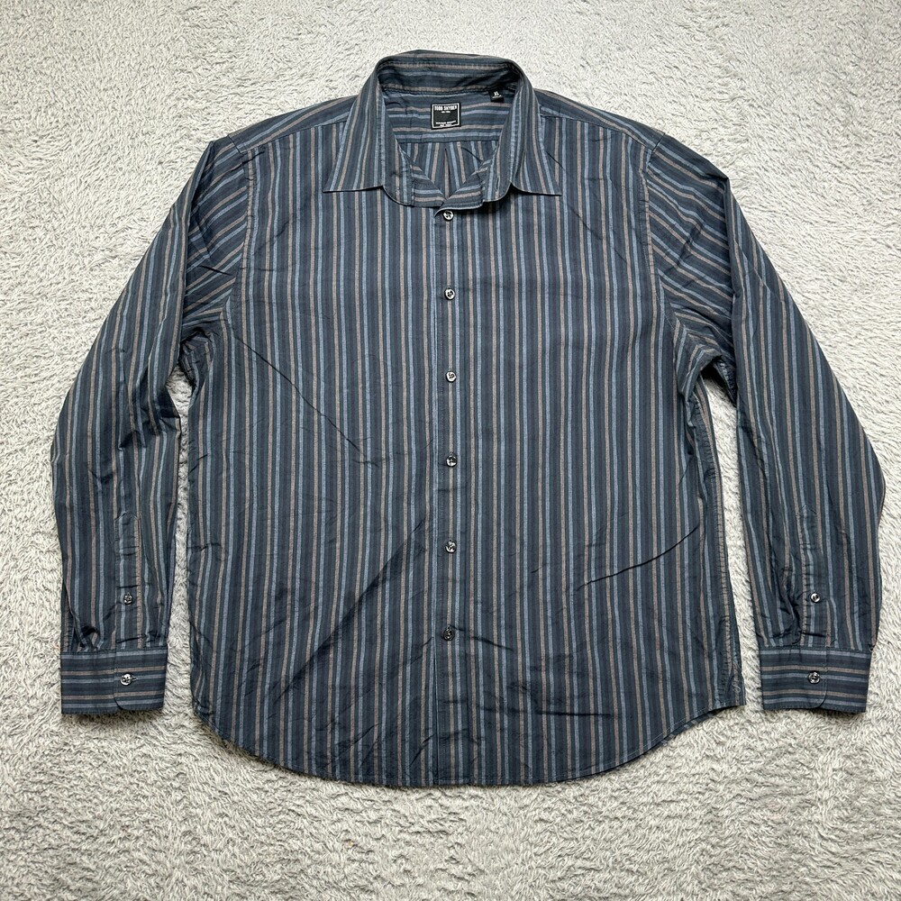 Todd Snyder Shirt Mens XL Striped Black Long Sleeve Button Casual Cotton